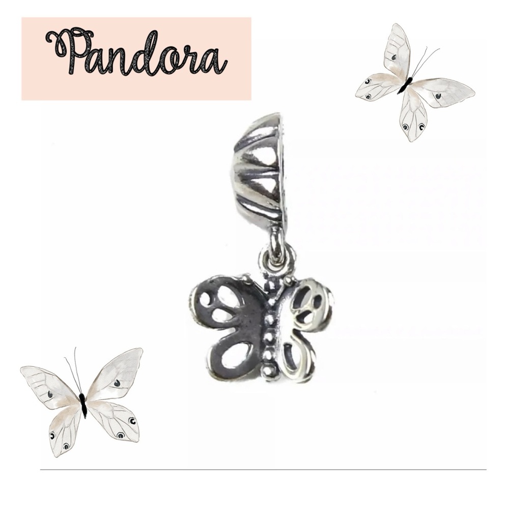 PANDORA Retired Sterling Silver Friends Forever Butterfly Animal Dangle Bead